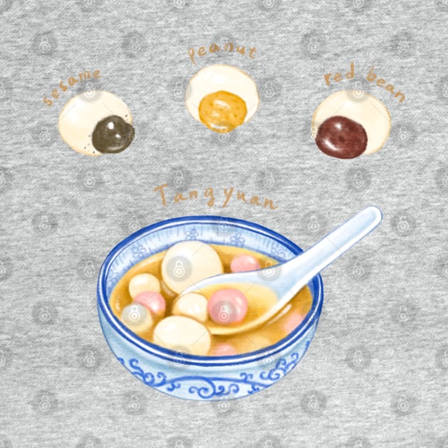 Taiwanese Food Illustration - Tangyuan (Glutinous Rice Ball) 台灣食物插畫 - 湯圓 (元宵) by Rose Chiu Food Illustration